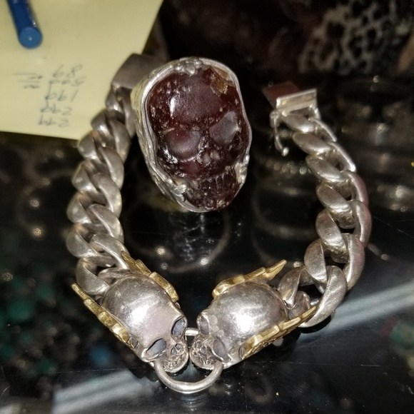 King baby carved jet stone ring (mens)